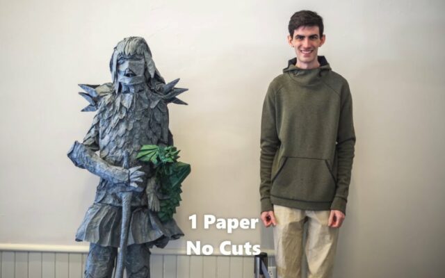 Man Folds 5’9″ Origami “Dragon Tamer” From One Single Piece of Paper